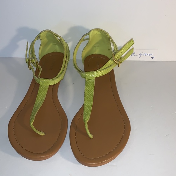 8 Neon Yellow Express Double Strap Python Embossed - Picture 4 of 11